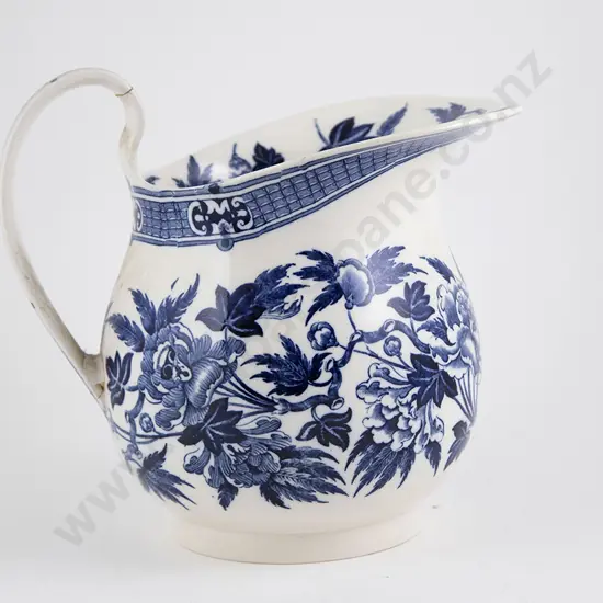 Large C18th Worcester Blue & White Jug