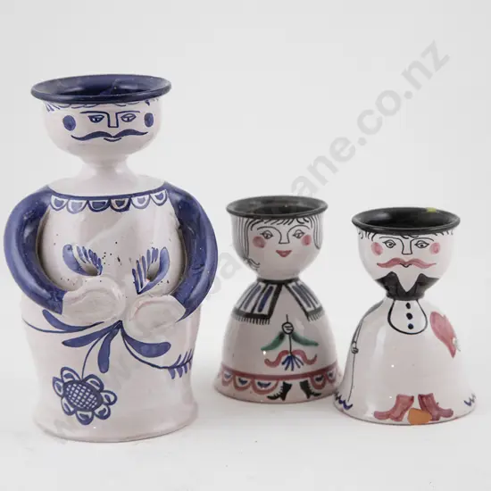 Three Norwegian Faience Novelty Candleholders