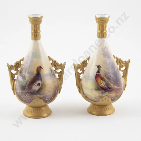 Pair Royal Worcester Miniature Specimen Vases