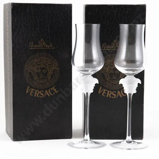 Pair Boxed Rosenthal Gianni Versace Designed Wine Glasses