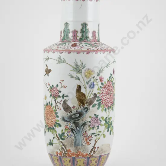 C20th Chinese Famille Rose Rouleau Vase