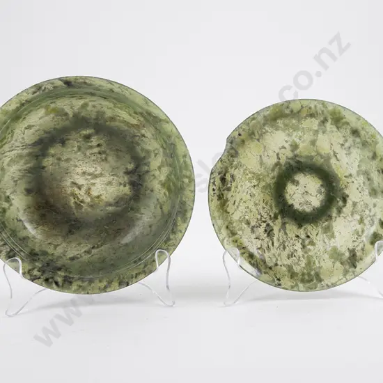 Two Chinese Spinach Jade Bowls