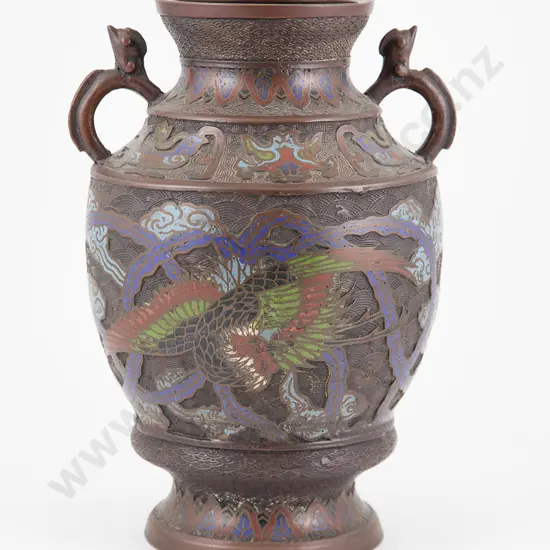 C19th Chinese Bronze & Champleve Vase