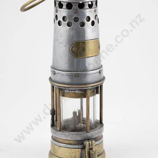 Vintage Brass & Steel Miners Lamp