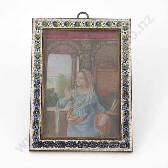 Grand Tour Micro Mosaic Floral Framed Miniature