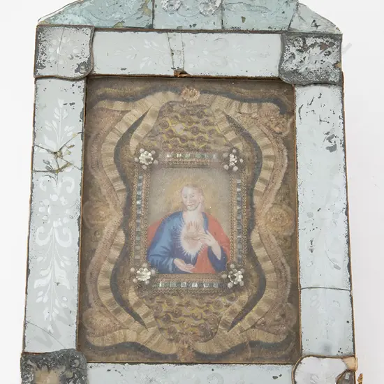 C17/18th Italian Miniature Of The Sacred Heart Of Jesus