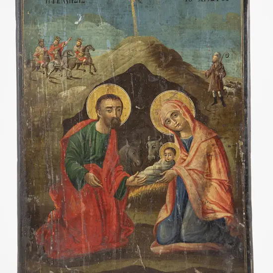 Antique Russian Icon of The Nativity