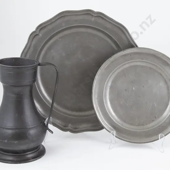 Two C18th Pewter plates