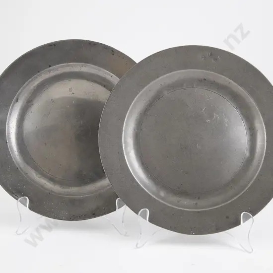Pair Geo III Pewter Plates