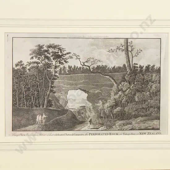 Engraving - A larger View (by another Artist) of that celebrated Natural Curiosity the Perforated Rock in Tolaga Bay in New Zealand