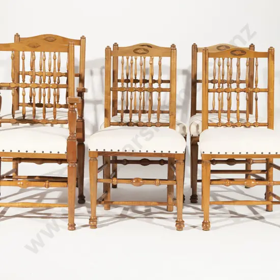 Set of Eight C19th Lancashire Satinwood Dining Chairs