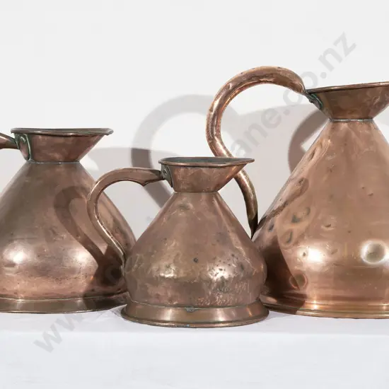 Set Three Victorian Graduated Copper Jug Measures