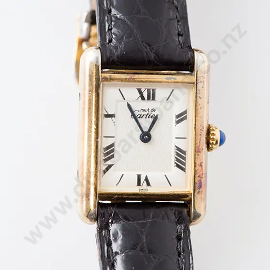 Must de Cartier Tank Argent 925 Vermeil Ladies Wrist Watch