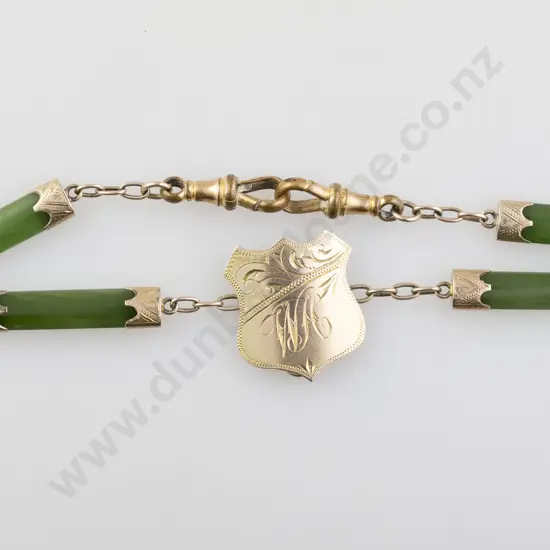 Early C20th Greenstone Rail Albert Chain