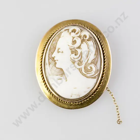 Early C20th 9ct Portrait Cameo Brooch