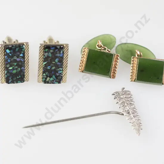 Pair 9ct Greenstone Cufflinks