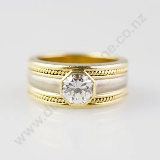 Charles Greig 18ct Yellow & White Gold Solitaire Diamond Ring