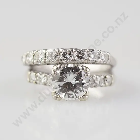 All Platinum Solitaire Diamond Ring and Band