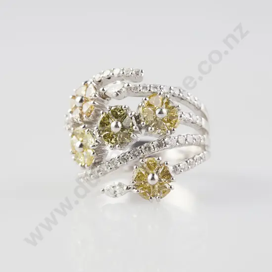 18ct White Gold 80stone Fancy Diamond Band Ring