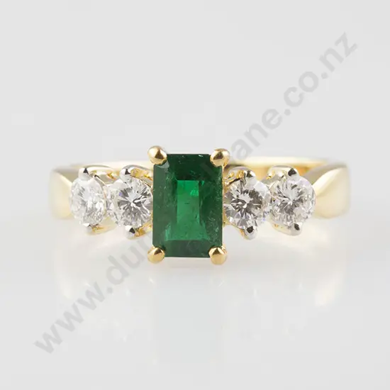 18ct Five Stone Emerald & Diamond Bridge Ring