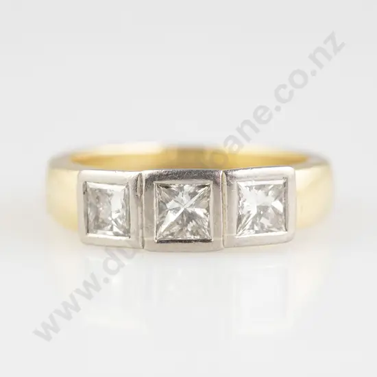 18ct Three Stone Diamond Bridge Ring