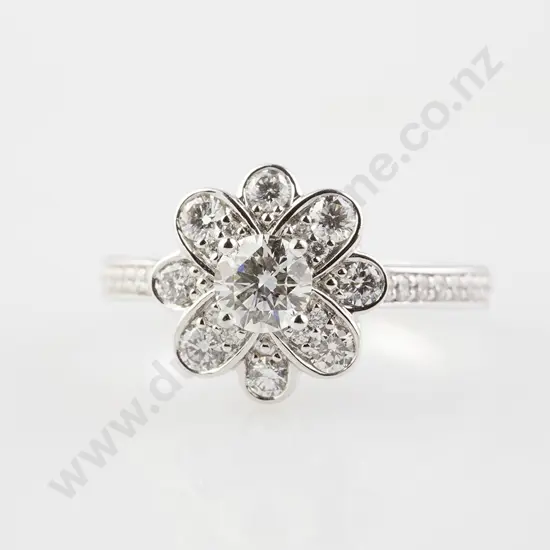 18ct White Gold 35stone Floret Cluster Ring