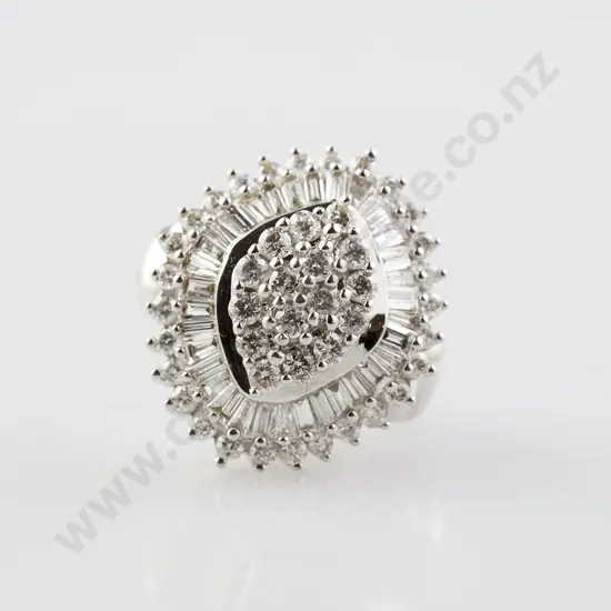 10ct White Gold 48stone Diamond Cluster Ring