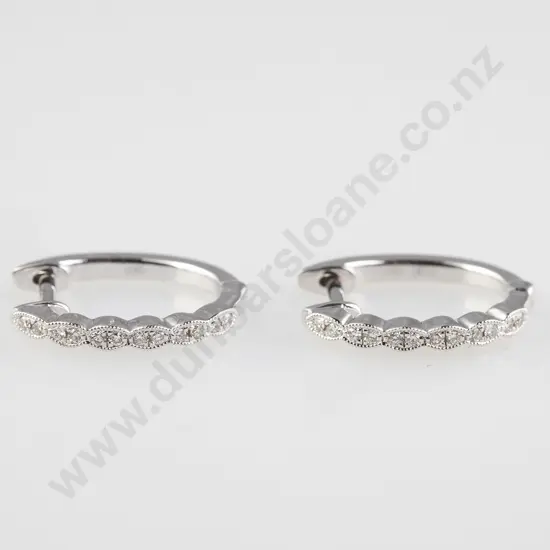 Pair 18ct White Gold Diamond Hoop Earrings