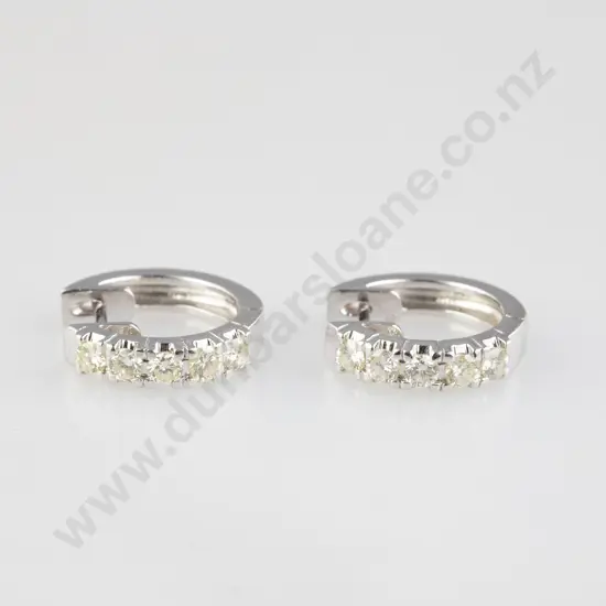 18ct White Gold Diamond Hoop Earrings