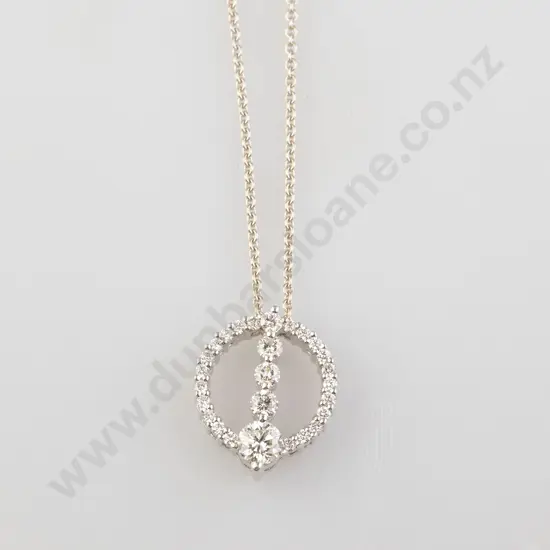 14ct White Gold 27stone Diamond Circle Pendant