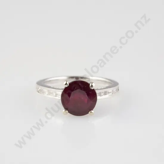 18ct White Gold Single Stone Ruby Dress Ring