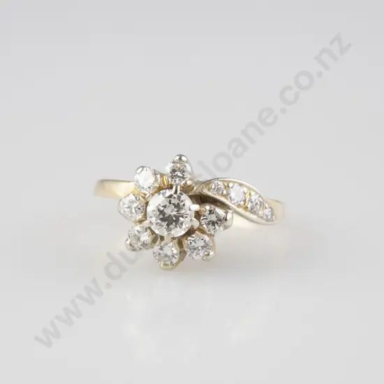 14ct 12stone Diamond Floret Cluster Ring