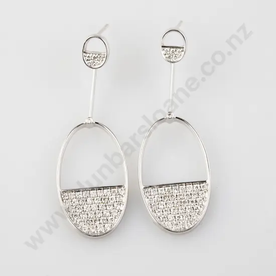 Pair 18ct White Gold Pendant Earrings