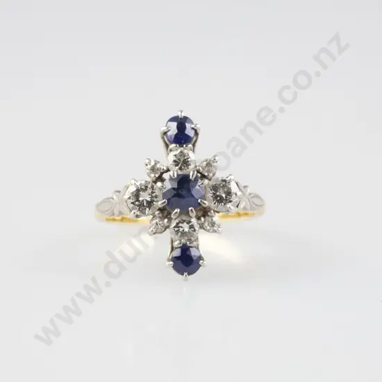 18ct Eleven Stone Sapphire & Diamond Cluster Ring