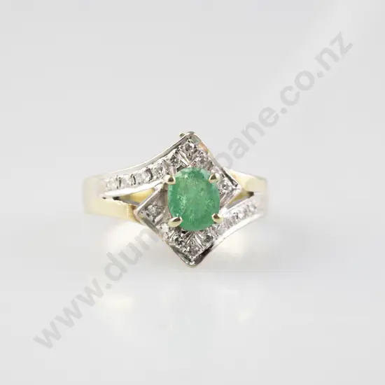 14ct 19stone Emerald & Diamond Ring