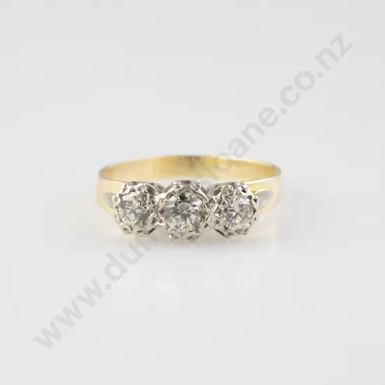 18ct Three Stone Diamond Bridge Ring
