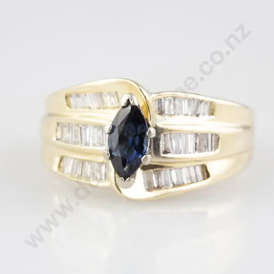 14ct 42stone Sapphire & Diamond Cluster Ring