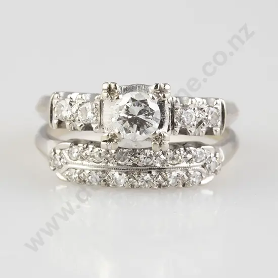 14ct White Solitaire Diamond Ring