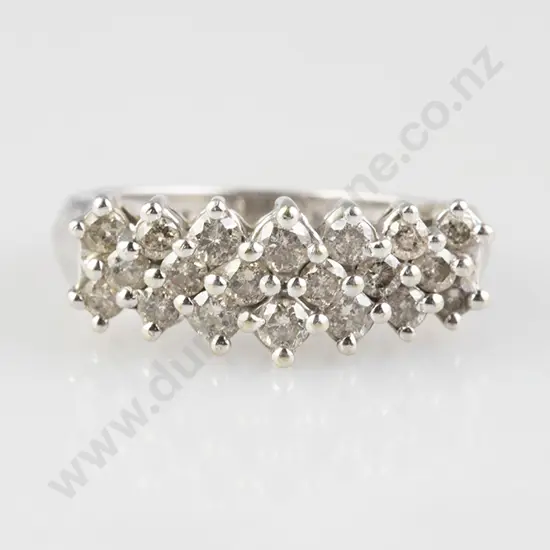 14ct White Gold 19stone Diamond Cluster Band