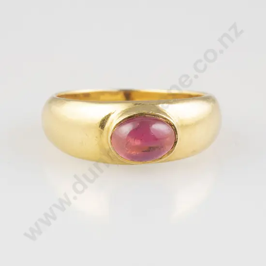 18ct Single Cabochon Ruby Band Ring