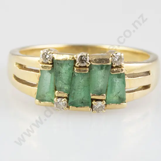 18ct Five Stone Emerald Band Ring