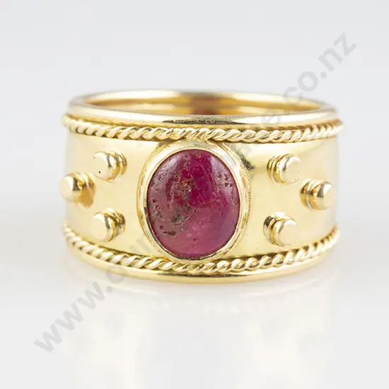 18ct Single Cabochon Ruby Dress Ring