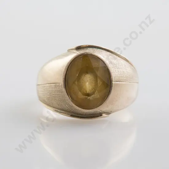 14ct Single Citrine Gents Dress Ring