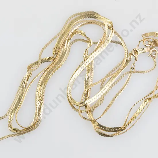 Three Modern Flat Curb Link Neck Chains