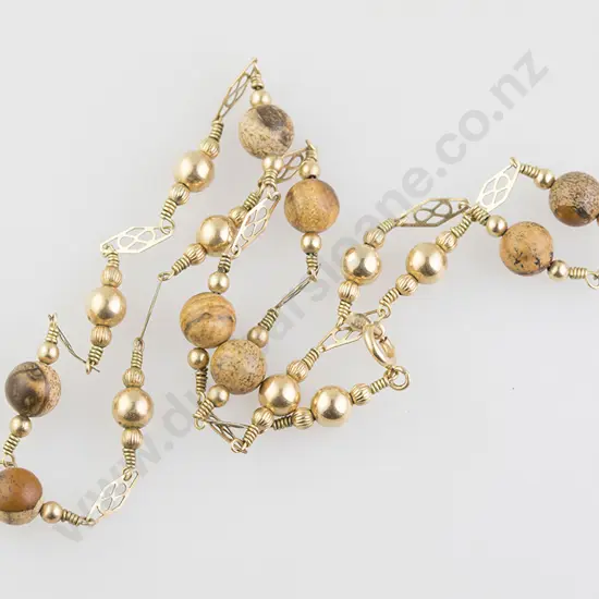 14ct Fancy Panel and Bead Link Neck Chain