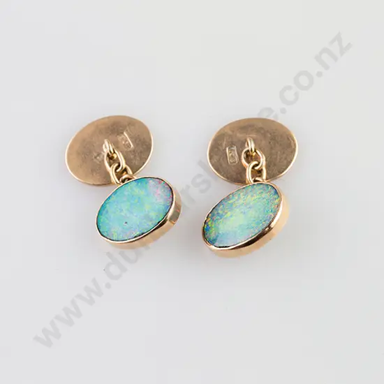 Pair 9ct Black Opal Cuff-Links