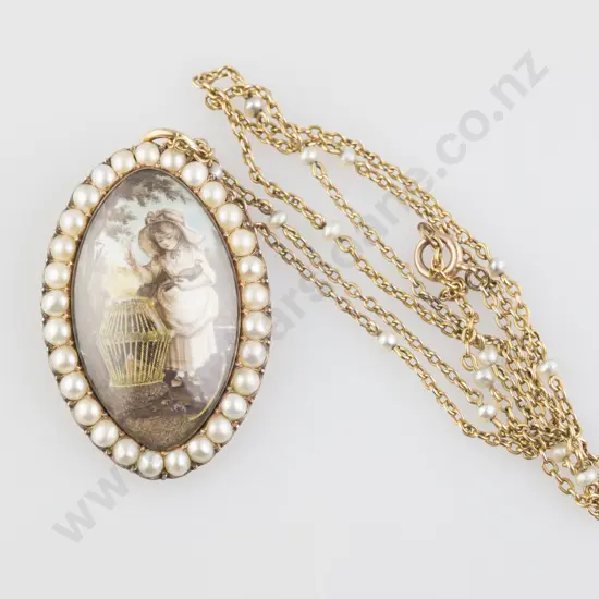 Georgian Gold Memorial Portrait Pendant