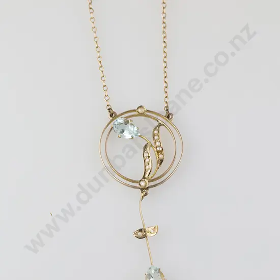 Edwardian 9ct Pearl & Topaz Circlet Pendant