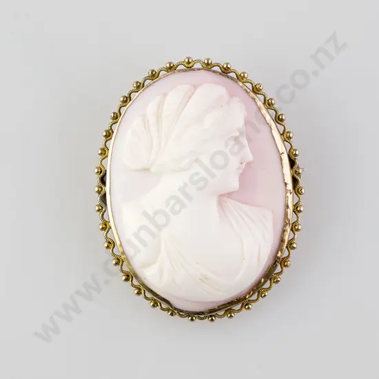 9ct Framed Portrait Cameo Brooch