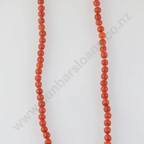 Single Strand Red Coral Bead Necklace